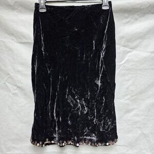 VTG J. Jill Black Velour Size Medium Skirt Button Detail Whimsy Fall Artsy Goth